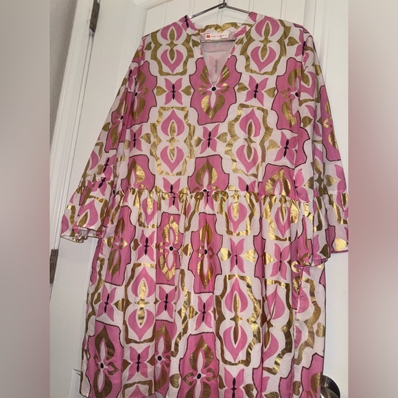 Jude Connally Pink and Gold Patterned Midi Dress - Picture 11 of 11